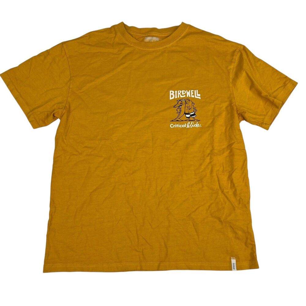 Limited Edition Birdwell Critical Slide Society Medium DOLFIN TEE Shirt Mustard